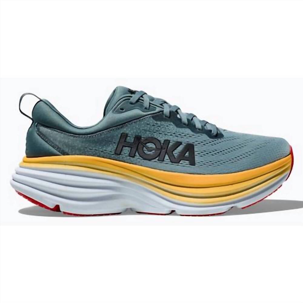 NEW HOKA men's bondi 8 running shoes in goblin blue/mountain spring